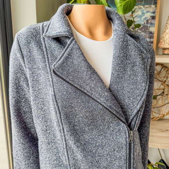 Banana Republic, Women's Medium Asymmetrical Zip Up Sweater Jacket in Stone Blue - Picture 4 of 12